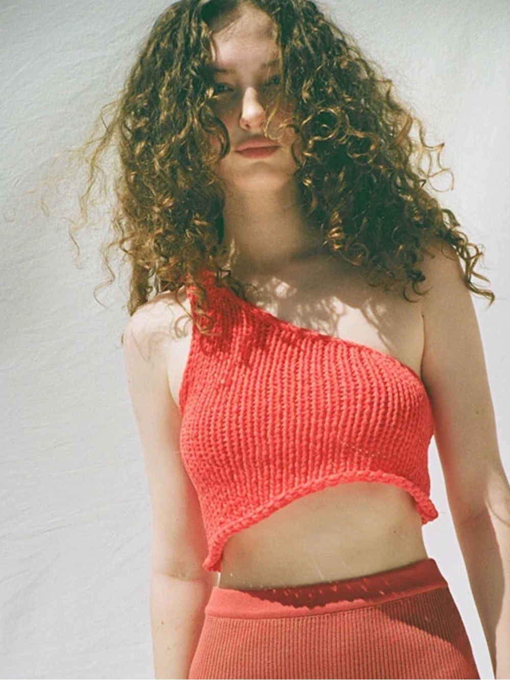Paloma Wool Coral Asymmetrical Knit Crop Top